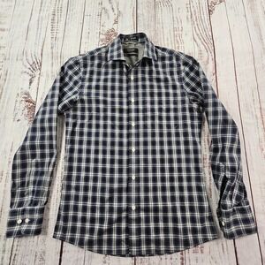Nordstrom Blue Check Wrinkle-Free Trim Fit Button-Up Shirt Men's S
